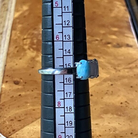 Blue Topaz Rainbow Moonstone Sterling Silver Ring Size 7 - Picture 8 of 9